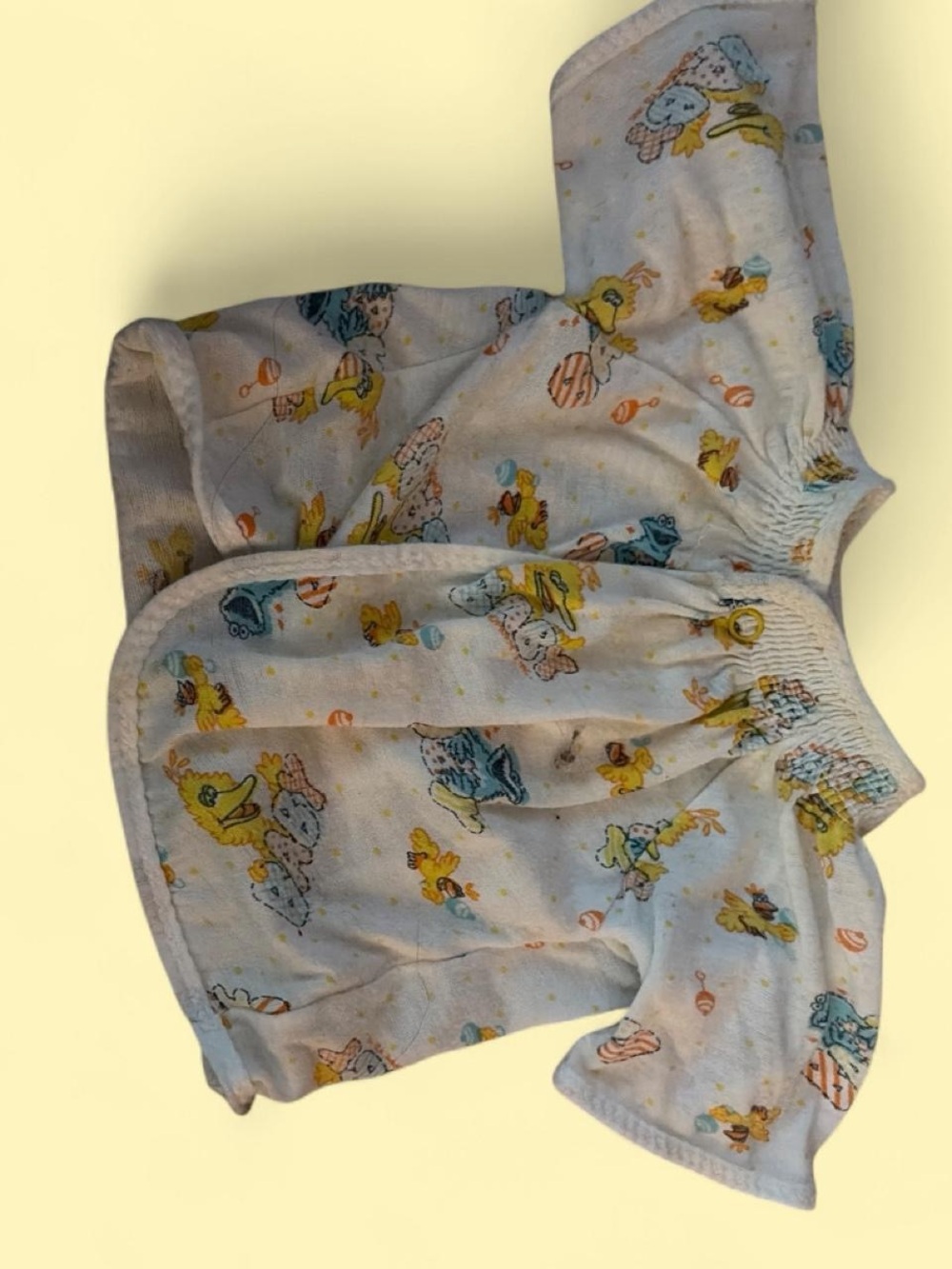 Sesame Street White Pajama Top with Yellow & Blue Character Print